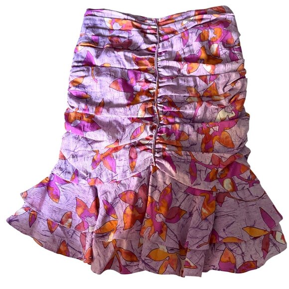 Isabel Marant Jupe Milendi Floral Silk Blend Ruched Mini Skirt Pink 34 Size 2 XS - Picture 2 of 16